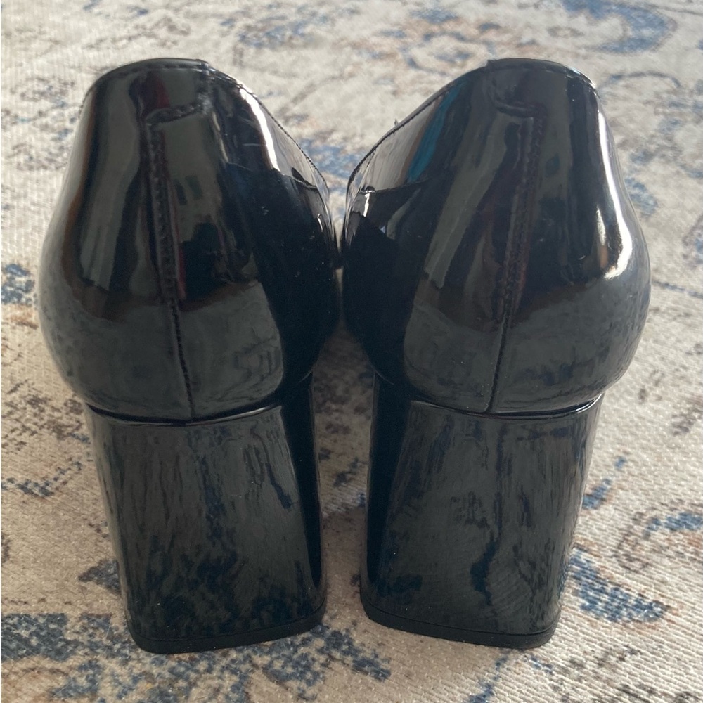 Unisa Women’s Vegan Patent Leather Look Chunky Heel Loafers - Picture 6 of 9